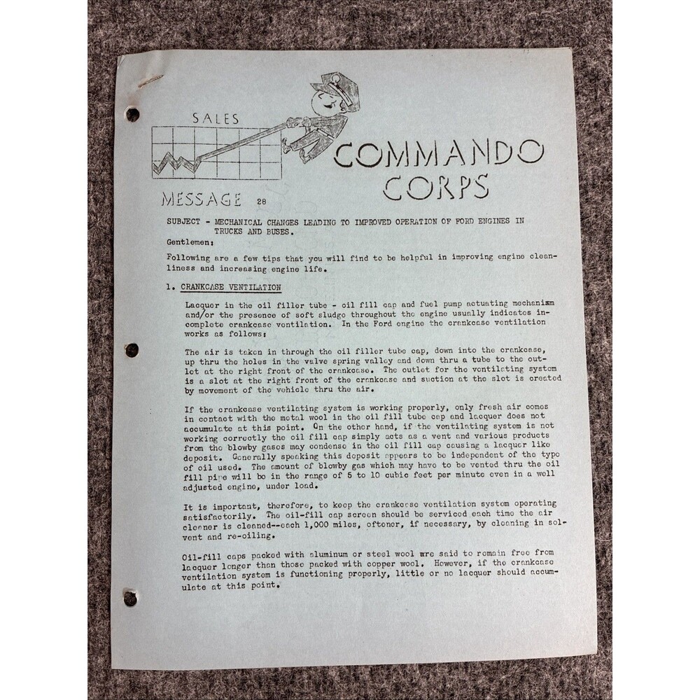 1944 Pure Oil Technical Bulletin #28 Improving Ford Engine Operation Commando